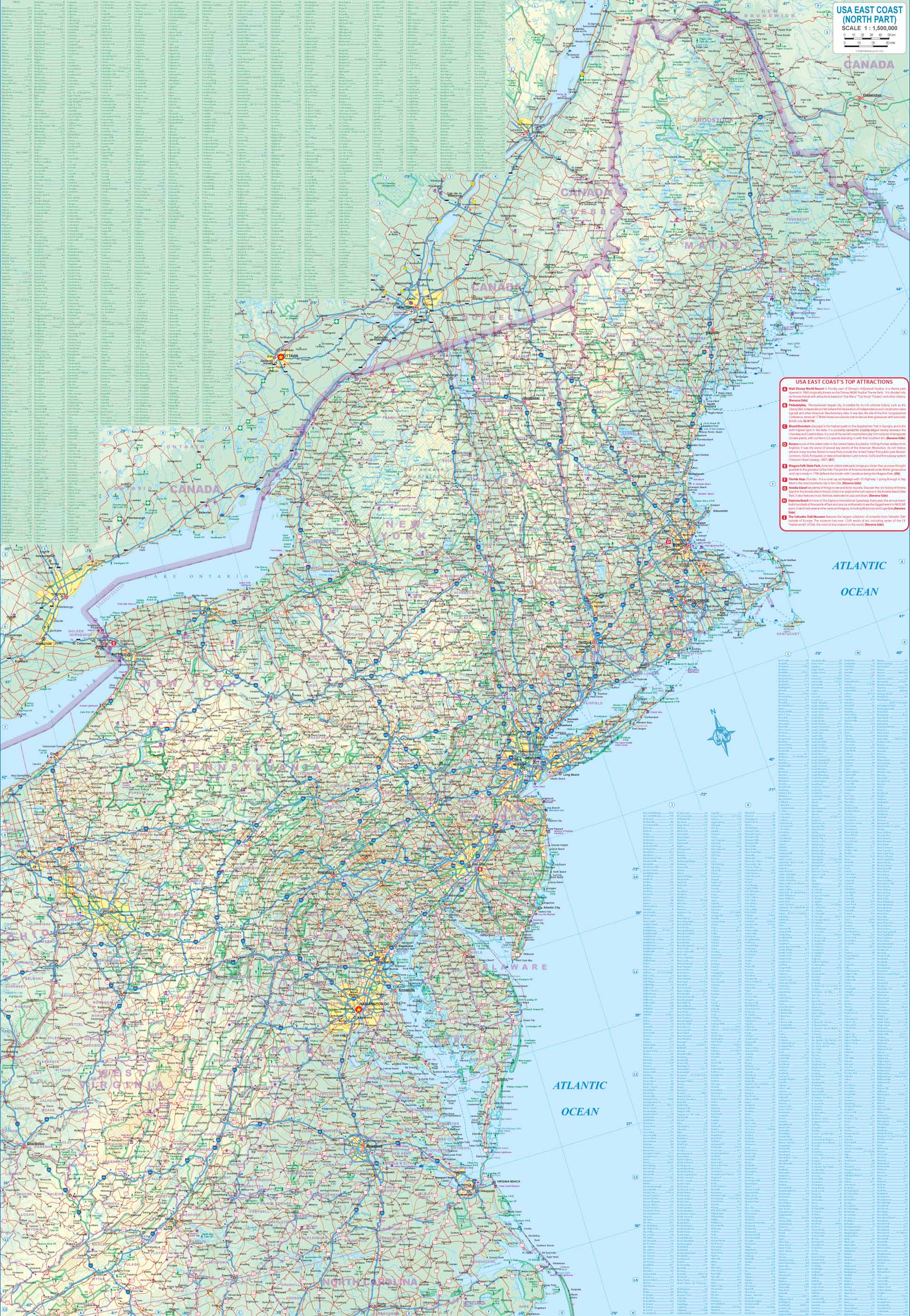 USA East Coast ITM Travel Map 1e
