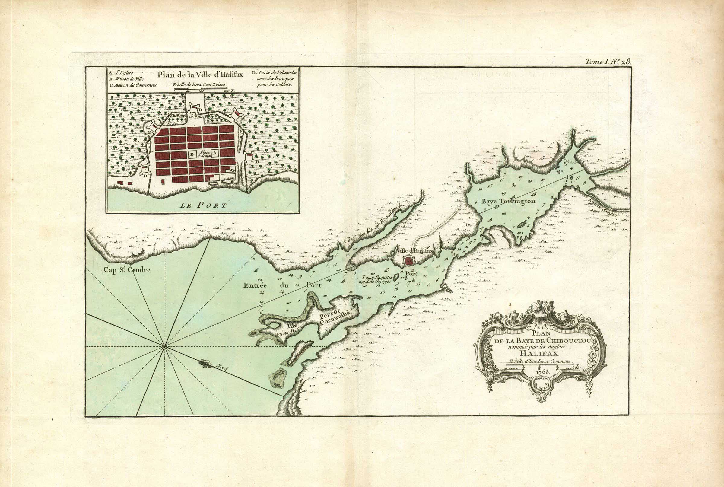 Map of Halifax Harbour, Bellin, 1763