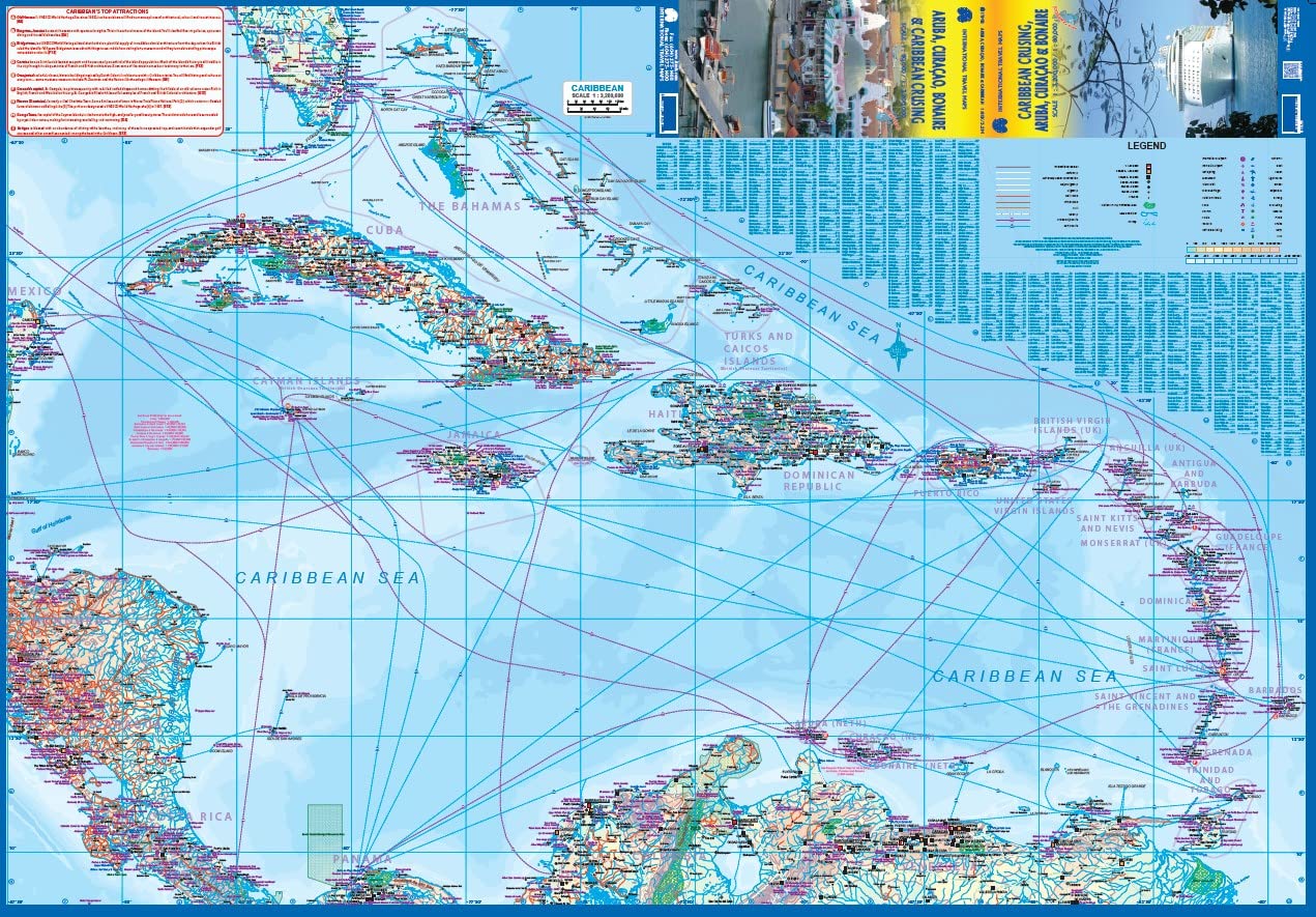 Aruba, Curacao, & Bonaire/Caribbean Cruising ITM Travel Map 1e