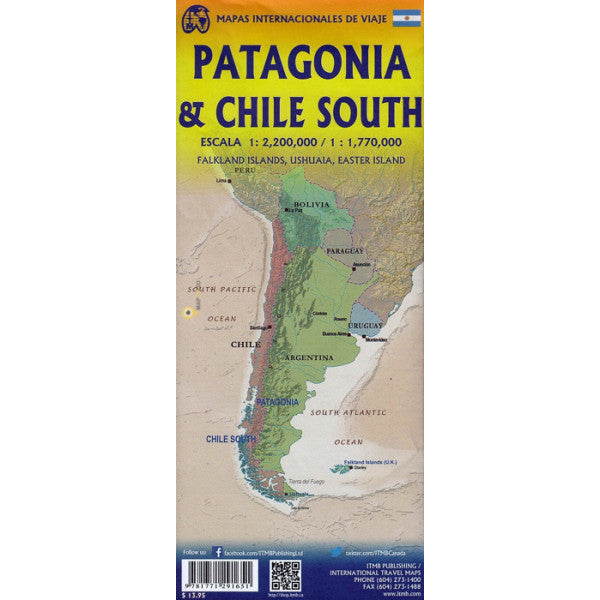 Chile South & Patagonia ITM Travel Map 2e