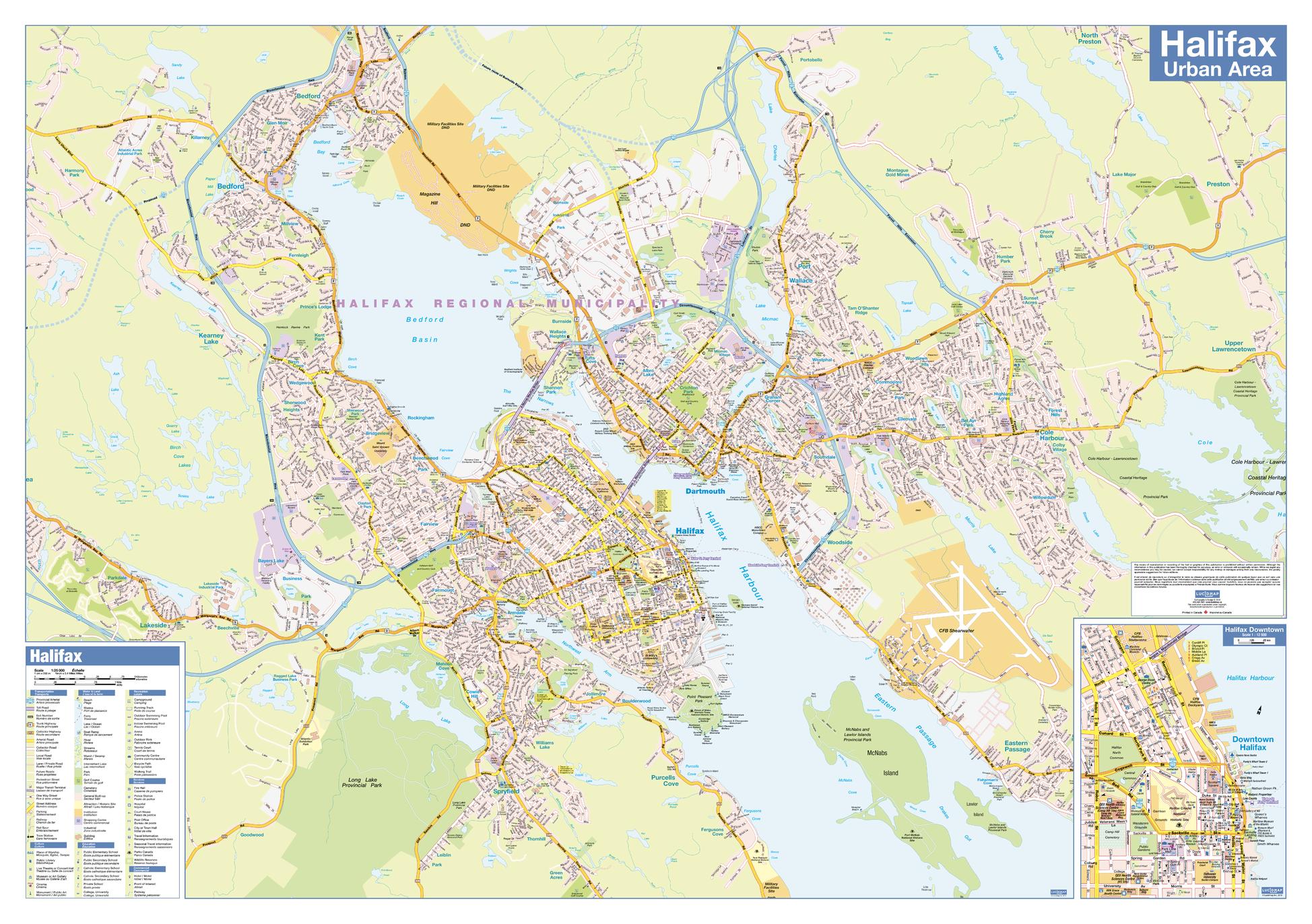 Halifax Urban Wall Map 40" x 28"