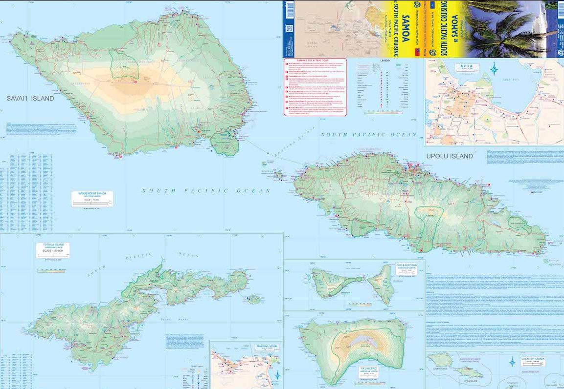 South Pacific Cruising & Samoa ITM Travel Map 1e