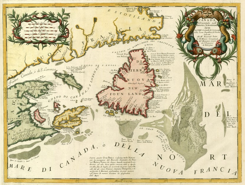 Atlantic Canada, Coronelli, 1695