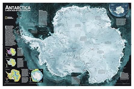 Antarctica Satellite Map 31"x20"