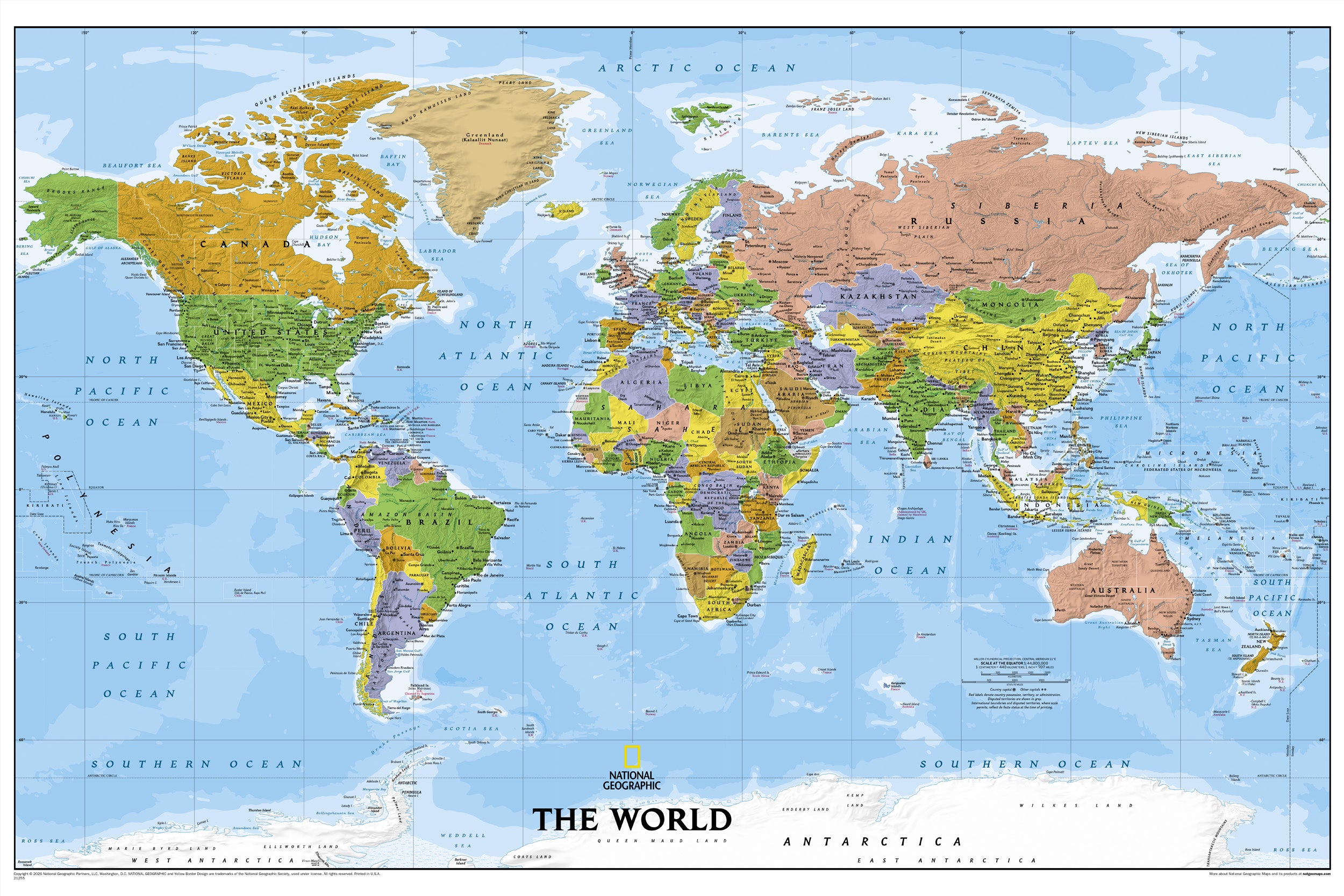 National Geographic World Wall Map - Explorer Blue (Poster Size: 36 X 24 In)