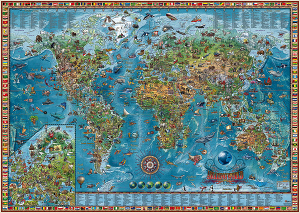 Amazing World Children's Laminated Wall Map 54"x 39"