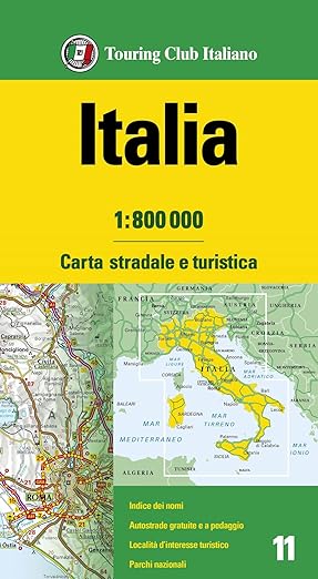 Italy TCI Road and Tourist map 1:800,000
