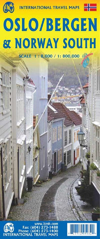 Oslo, Bergen & South of Norway ITM Travel Map 4e