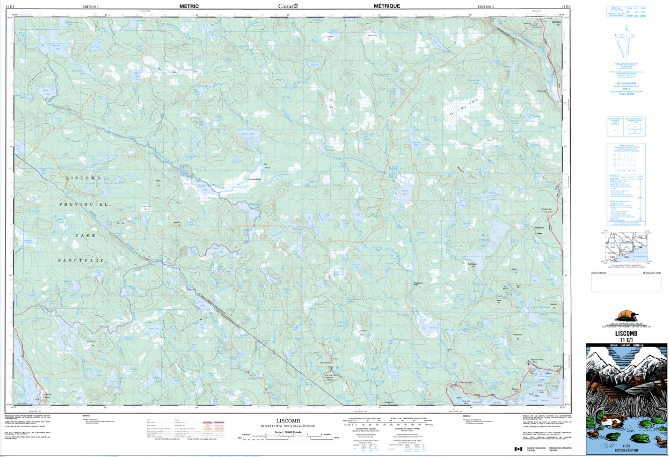 11E/01 Liscomb Topographic Map Nova Scotia