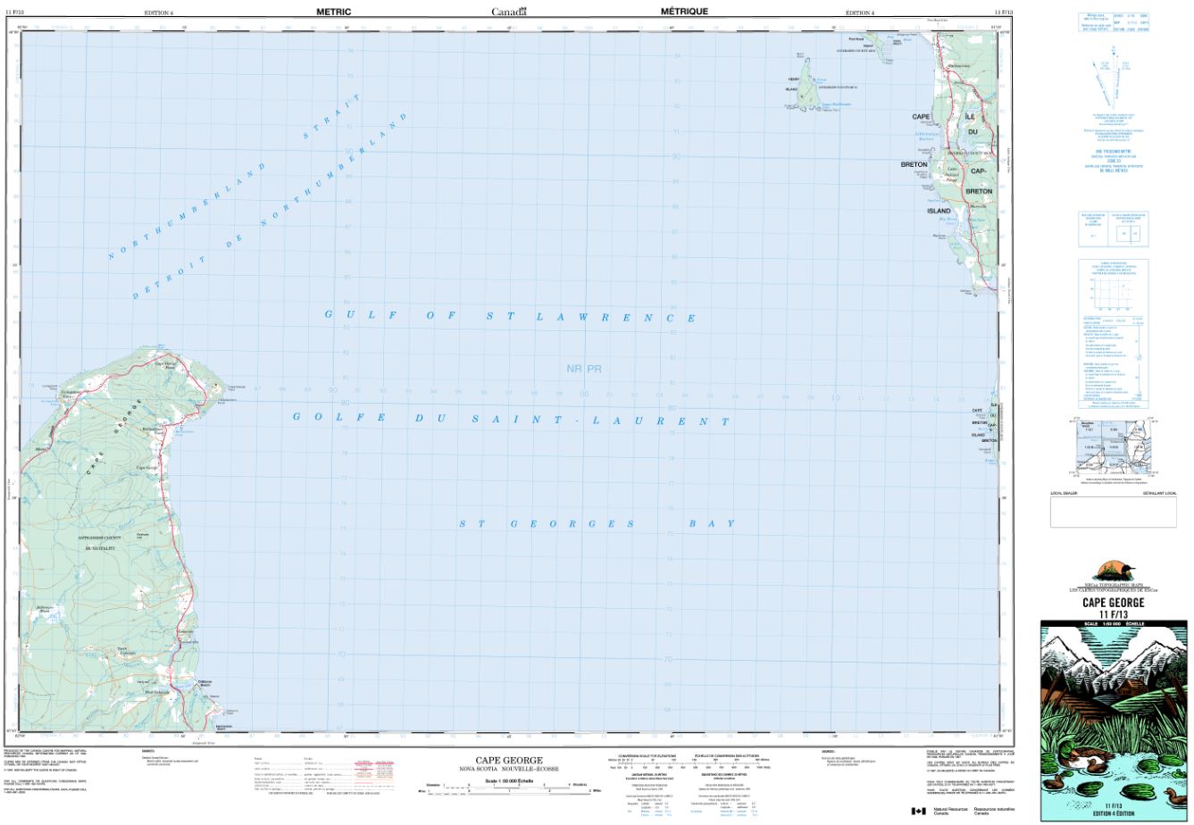 11F/13 Cape George Topographic Map Nova Scotia Tyvek