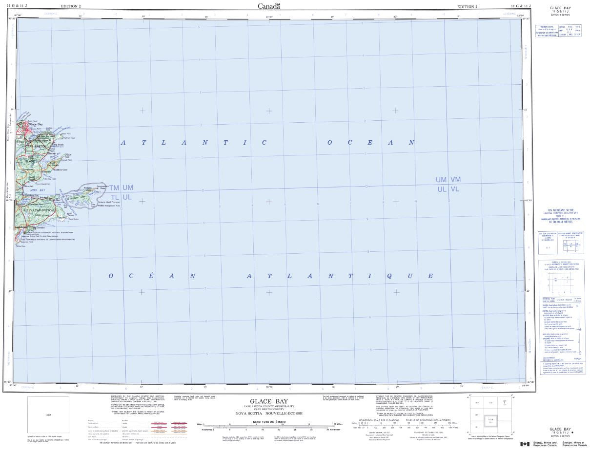 11G & 11J Glace Bay Topographic Map Nova Scotia