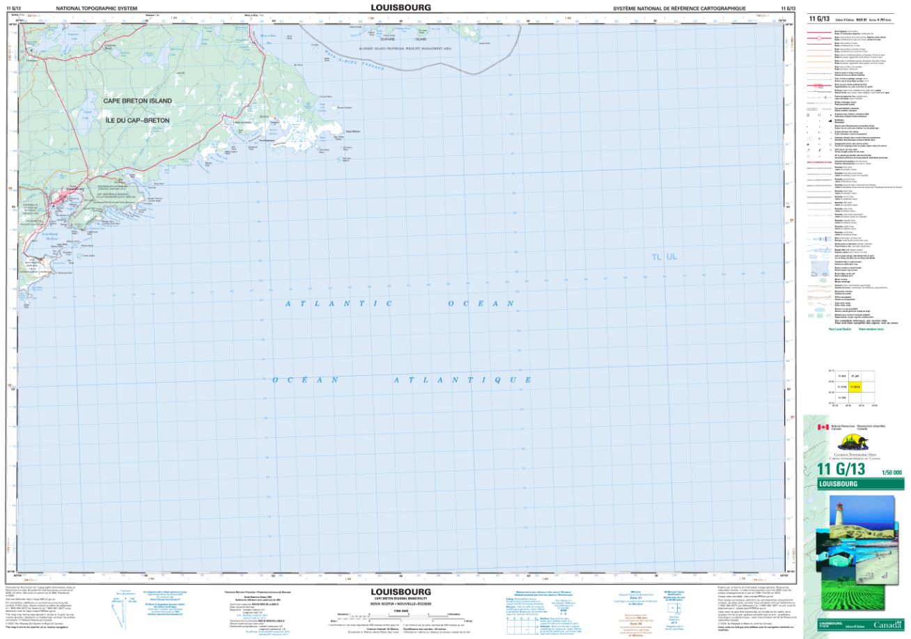 11G/13 Louisbourg Topographic Map Nova Scotia