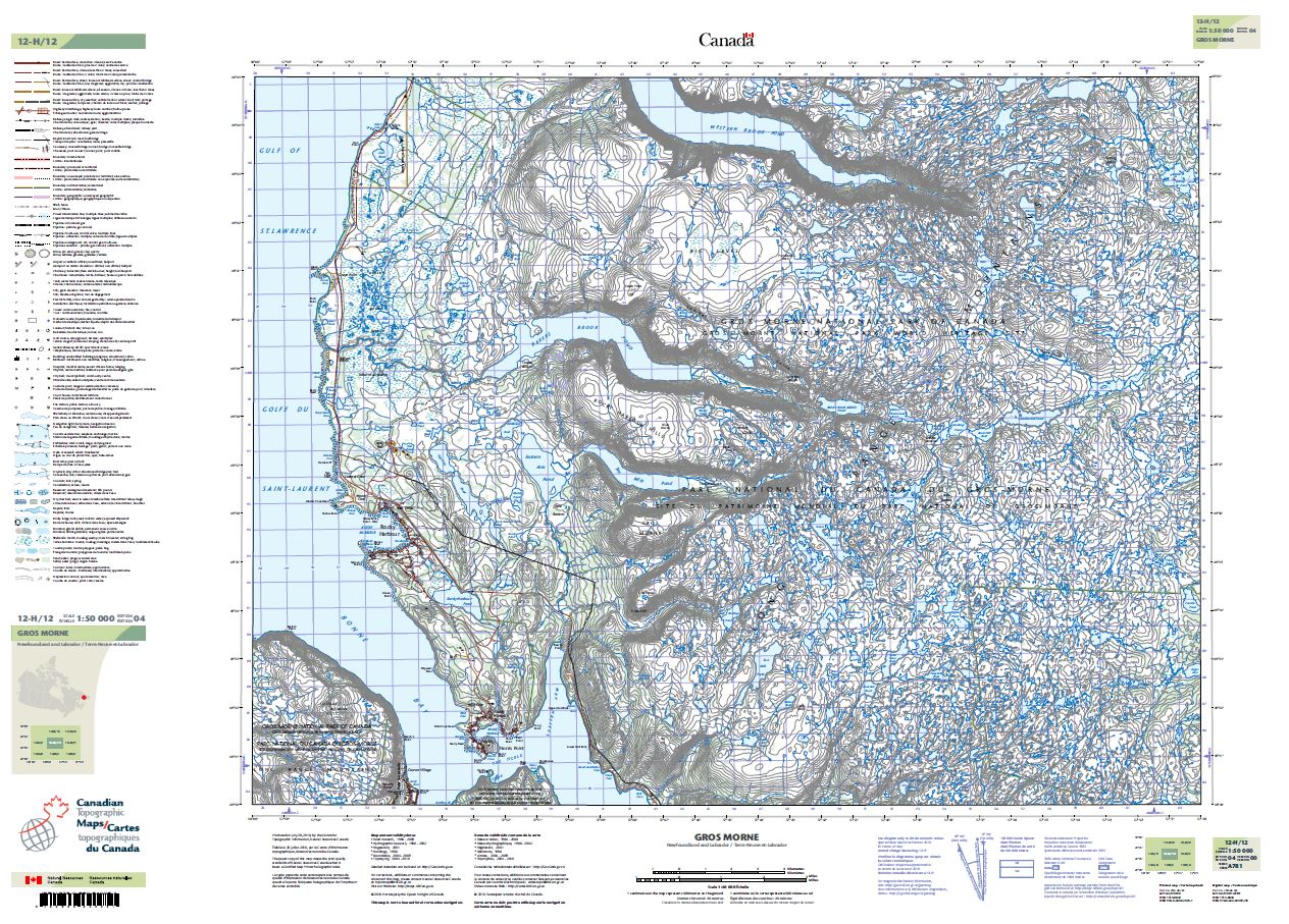 12H/12 Gros Morne Topographic Map Newfoundland