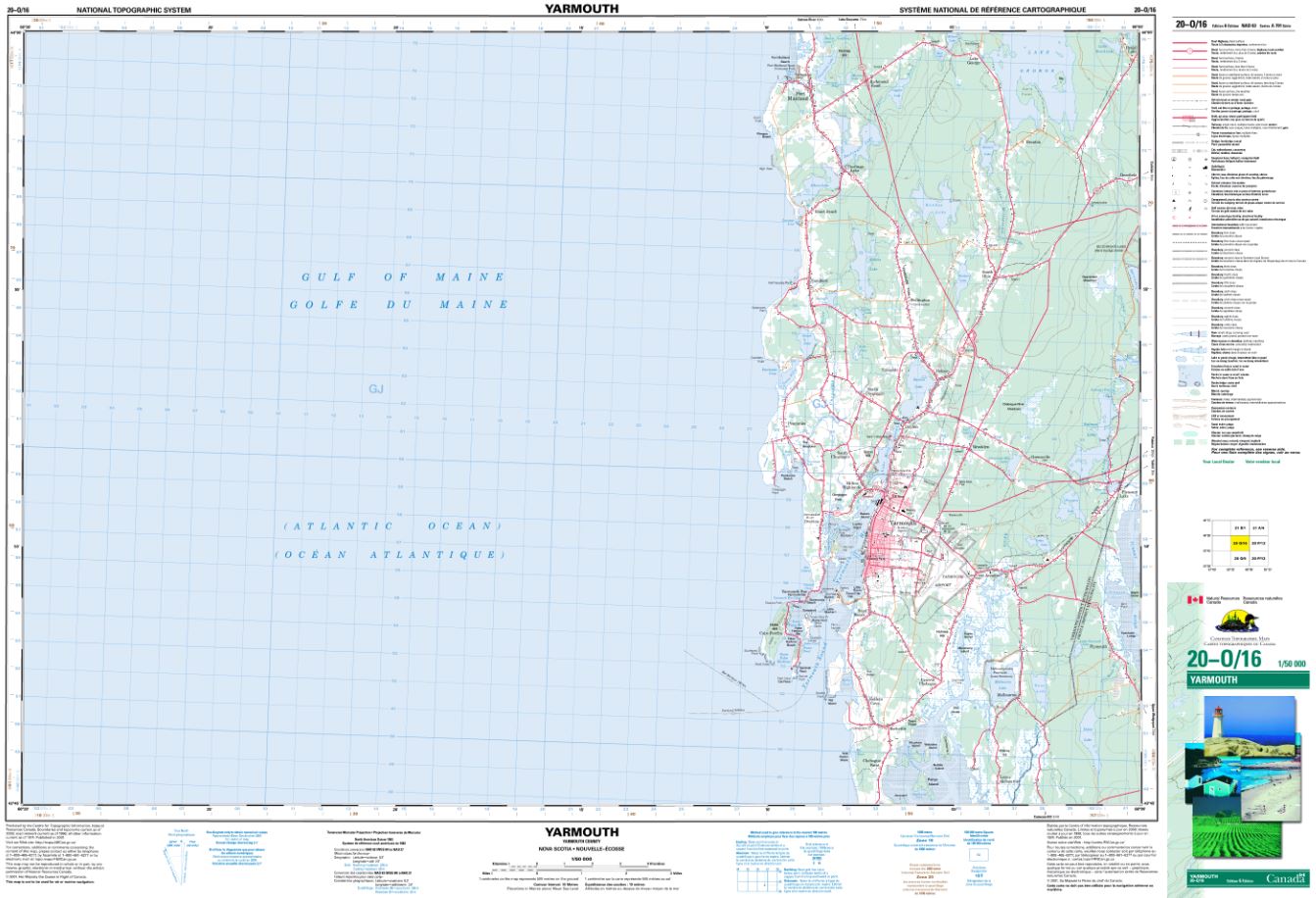 20O/16 Yarmouth Topographic Map Nova Scotia
