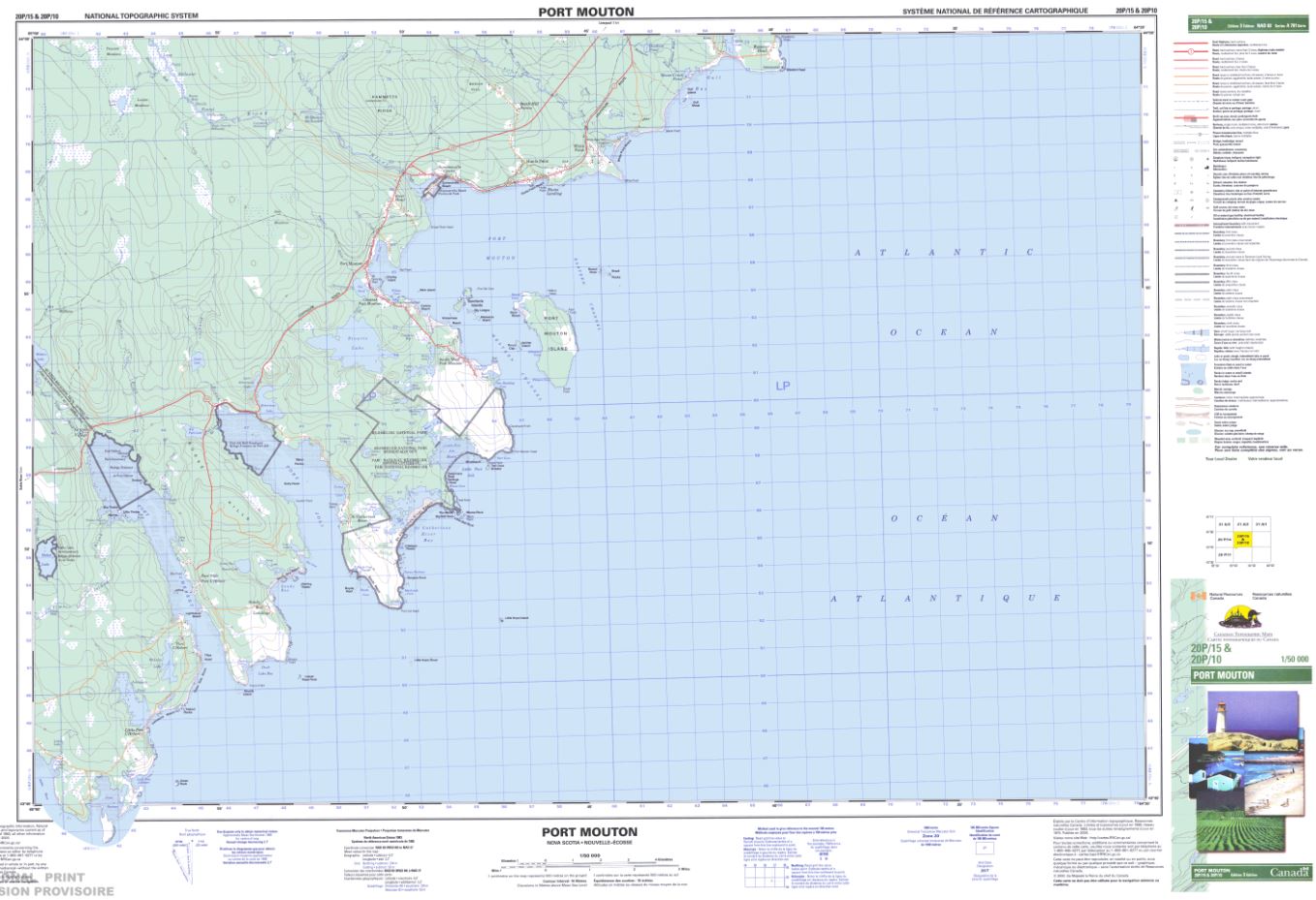 20P/15 Port Mouton Topographic Map Nova Scotia Tyvek