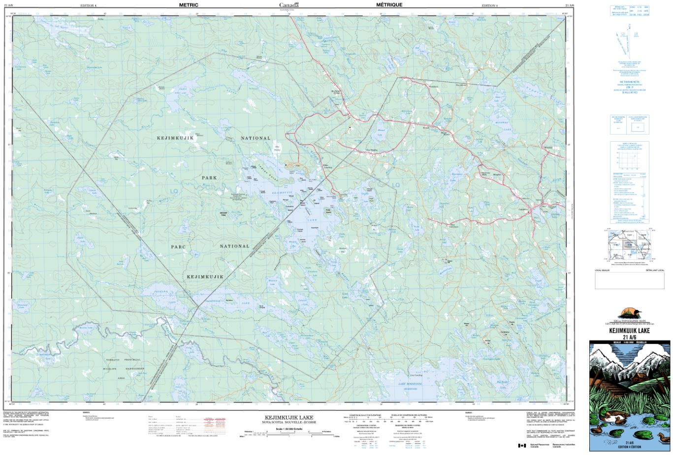 21A/06 Kejimkujik Lake Topographic Map Nova Scotia