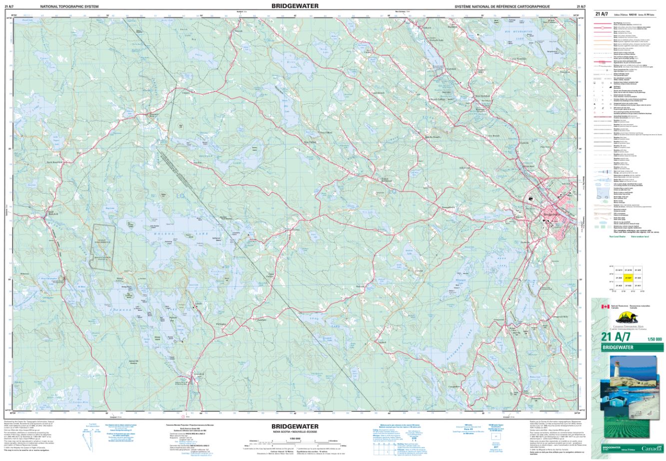 21A/07 Bridgewater Topographic Map Nova Scotia