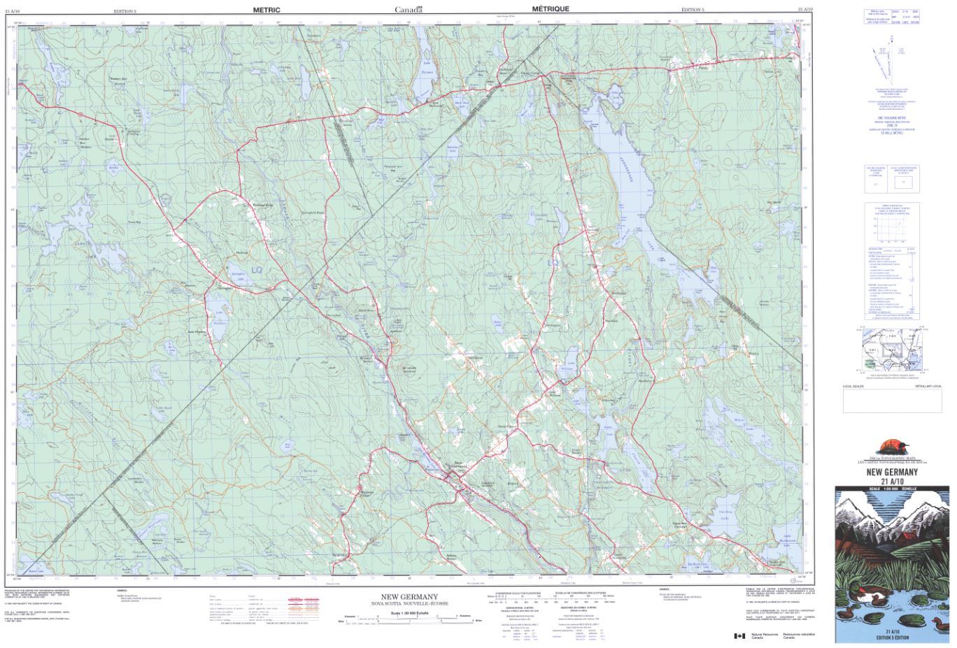 21A/10 New Germany Topographic Map Nova Scotia