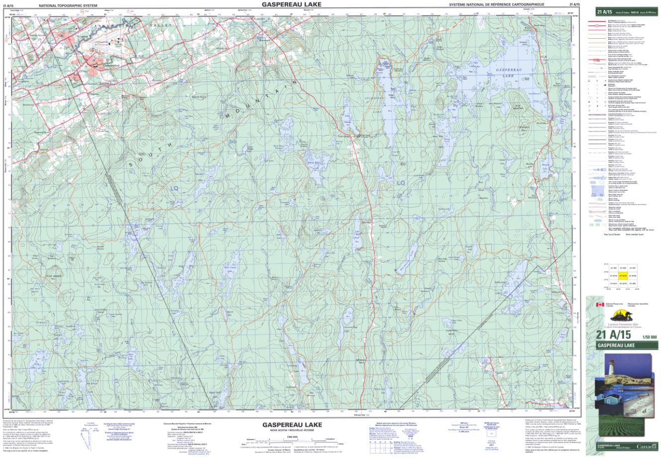 21A/15 Gaspereau Lake Topographic Map Nova Scotia