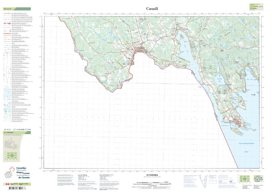 21G/03 St. Stephen Topographic Maps New Brunswick
