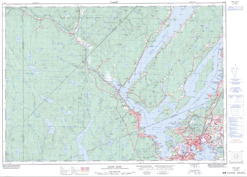 21G/08 Saint John Topographic Maps New Brunswick
