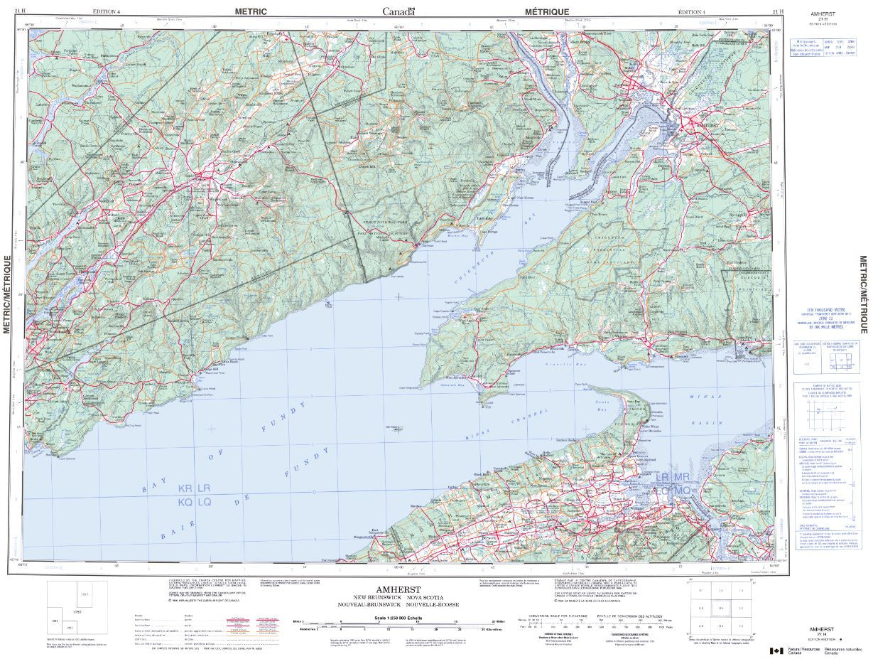 21H Topographic Maps Nova Scotia/New Brunswick