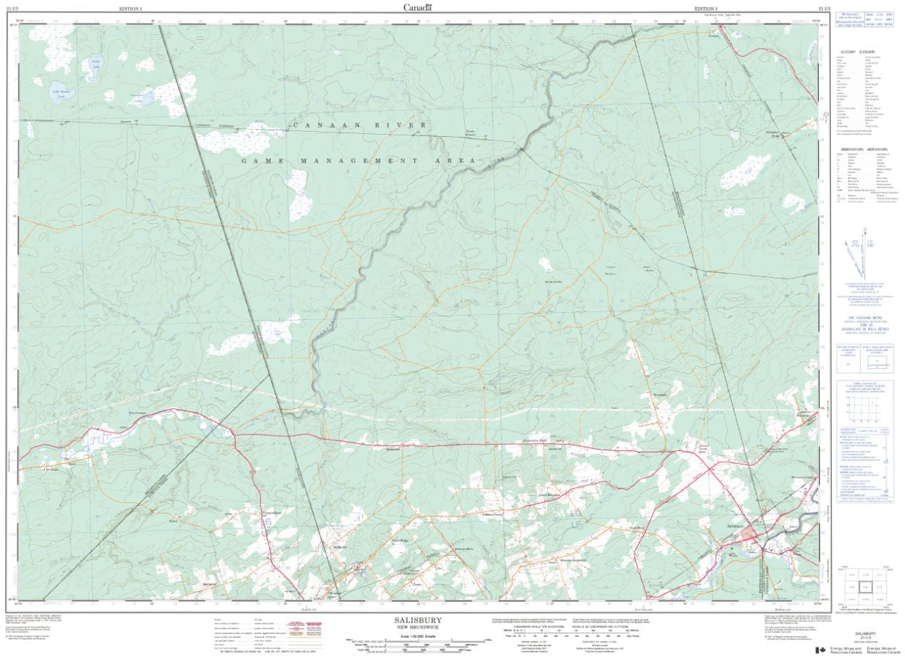 21I/03 Salisbury Topographic Maps New Brunswick