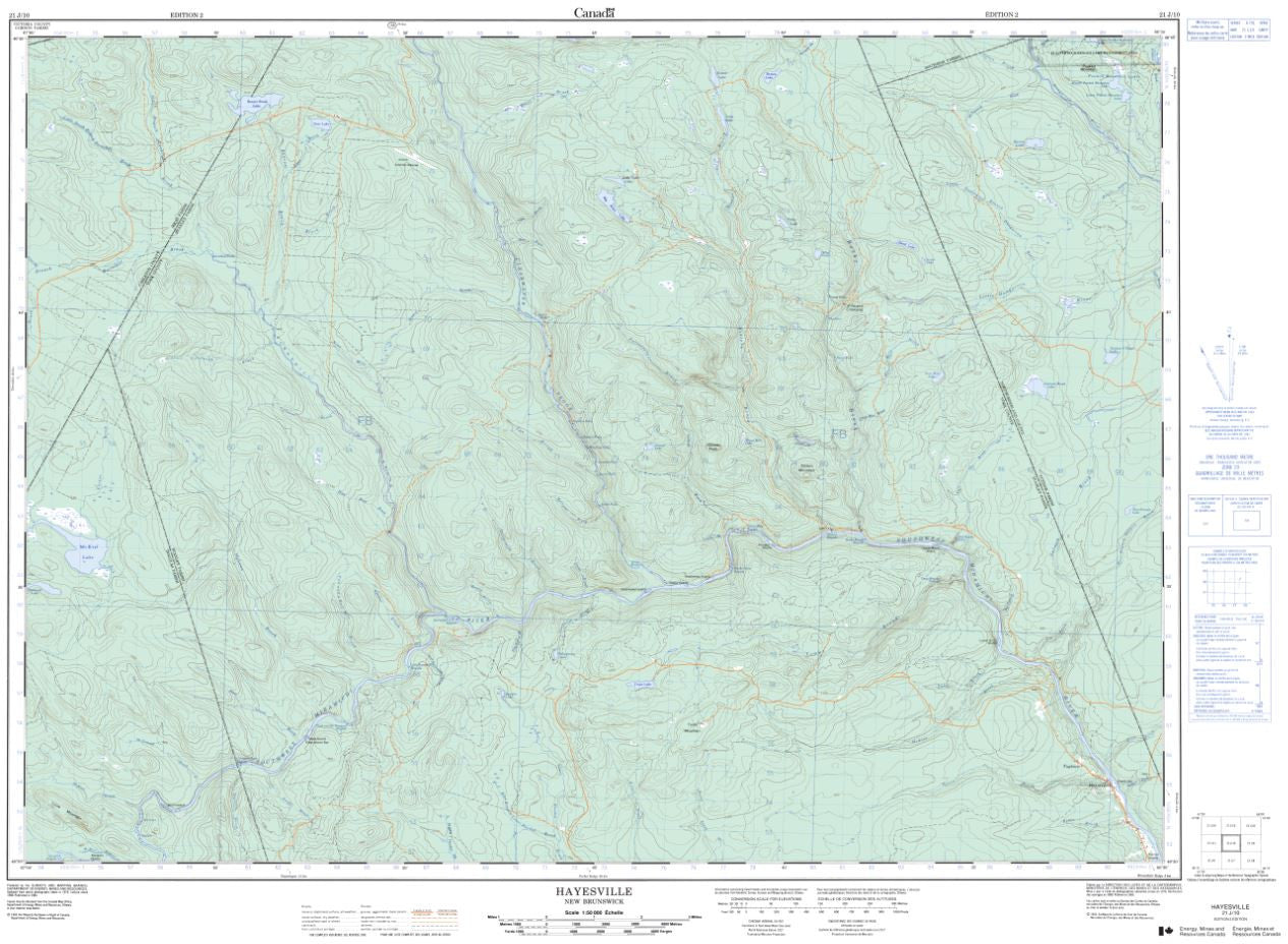 21J/10 Hayesville Topographic Maps New Brunswick