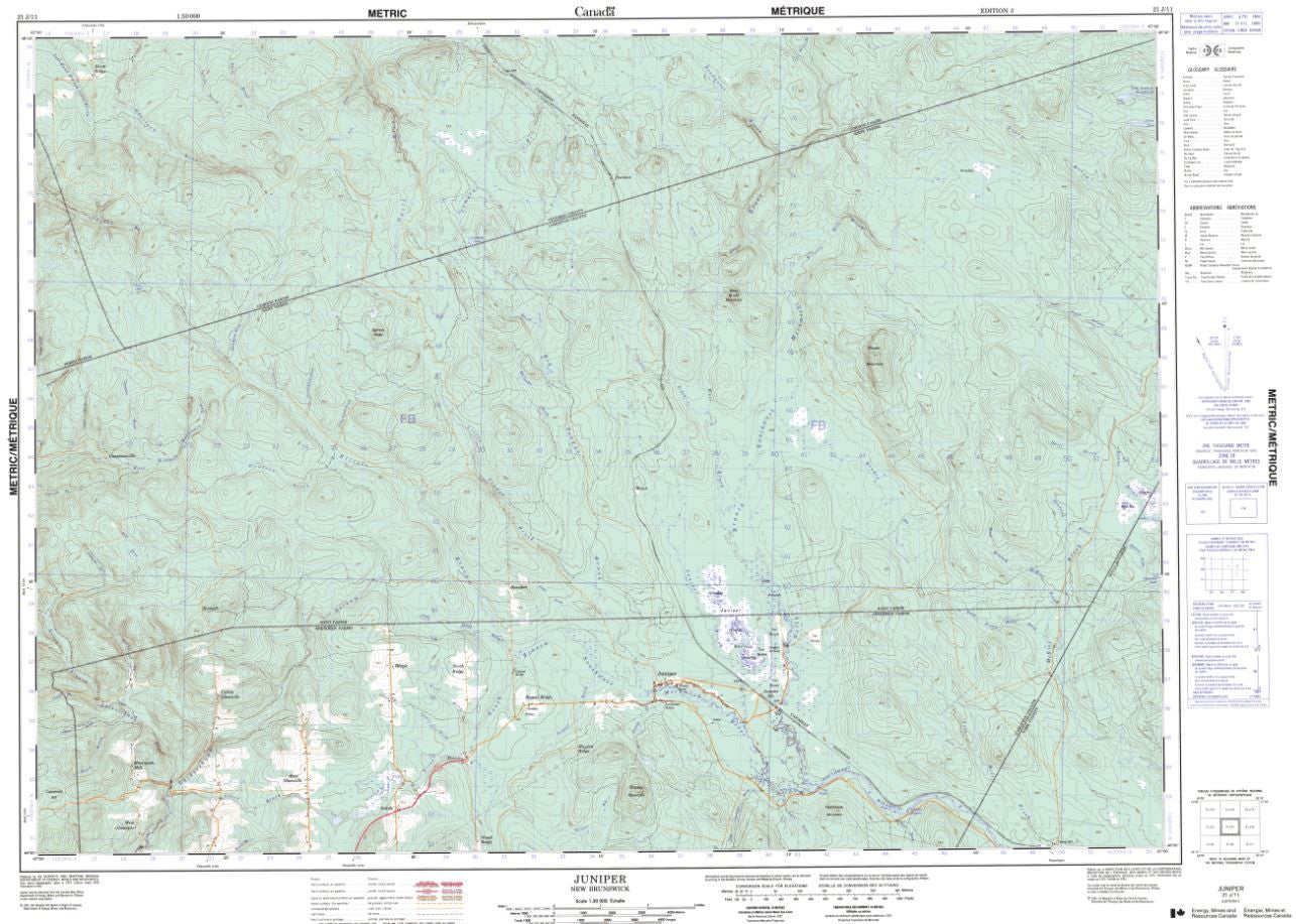 21J/11 Juniper Topographic Maps New Brunswick