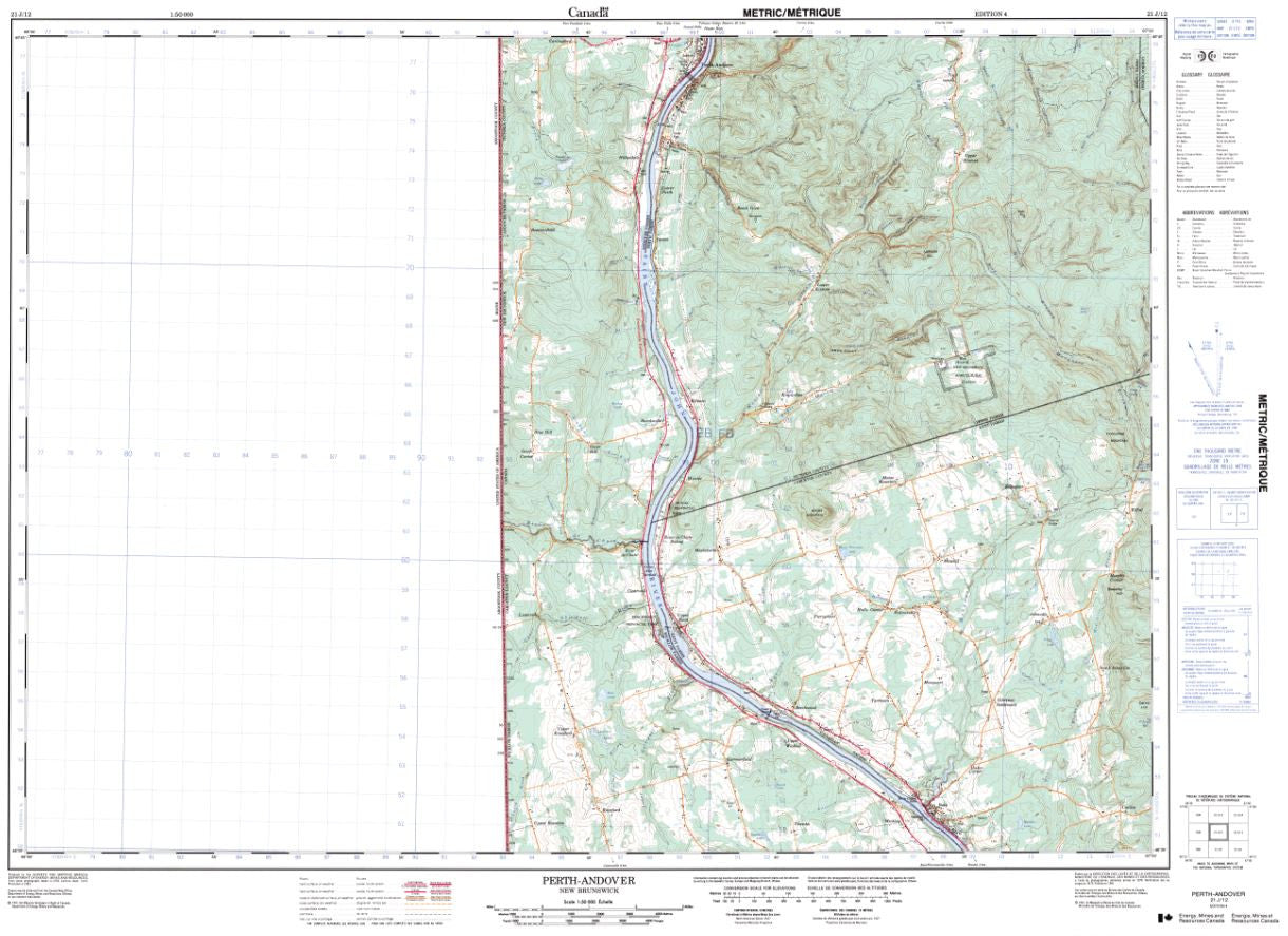 21J/12 Perth-Andover Topographic Maps New Brunswick