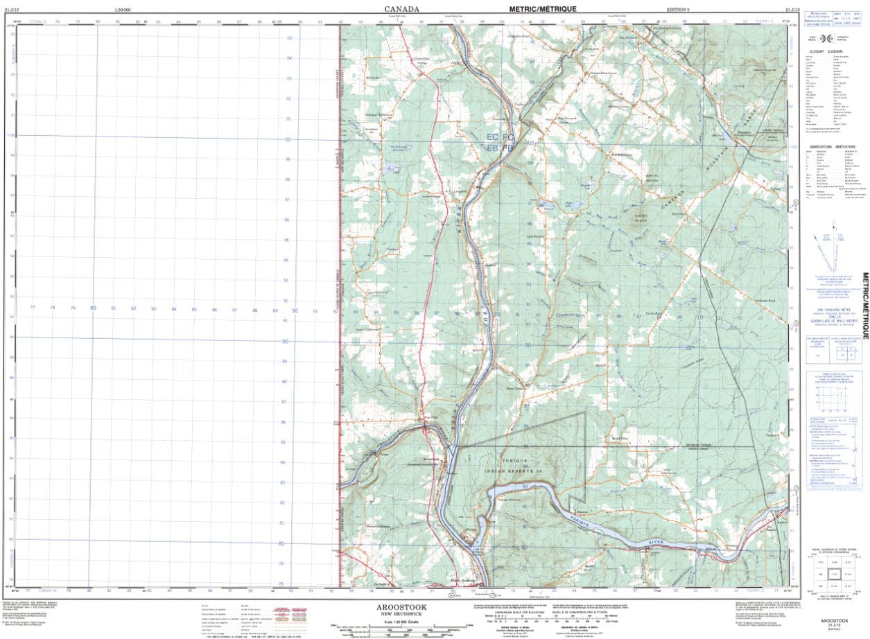 21J/13 Aroostook Topographic Maps New Brunswick