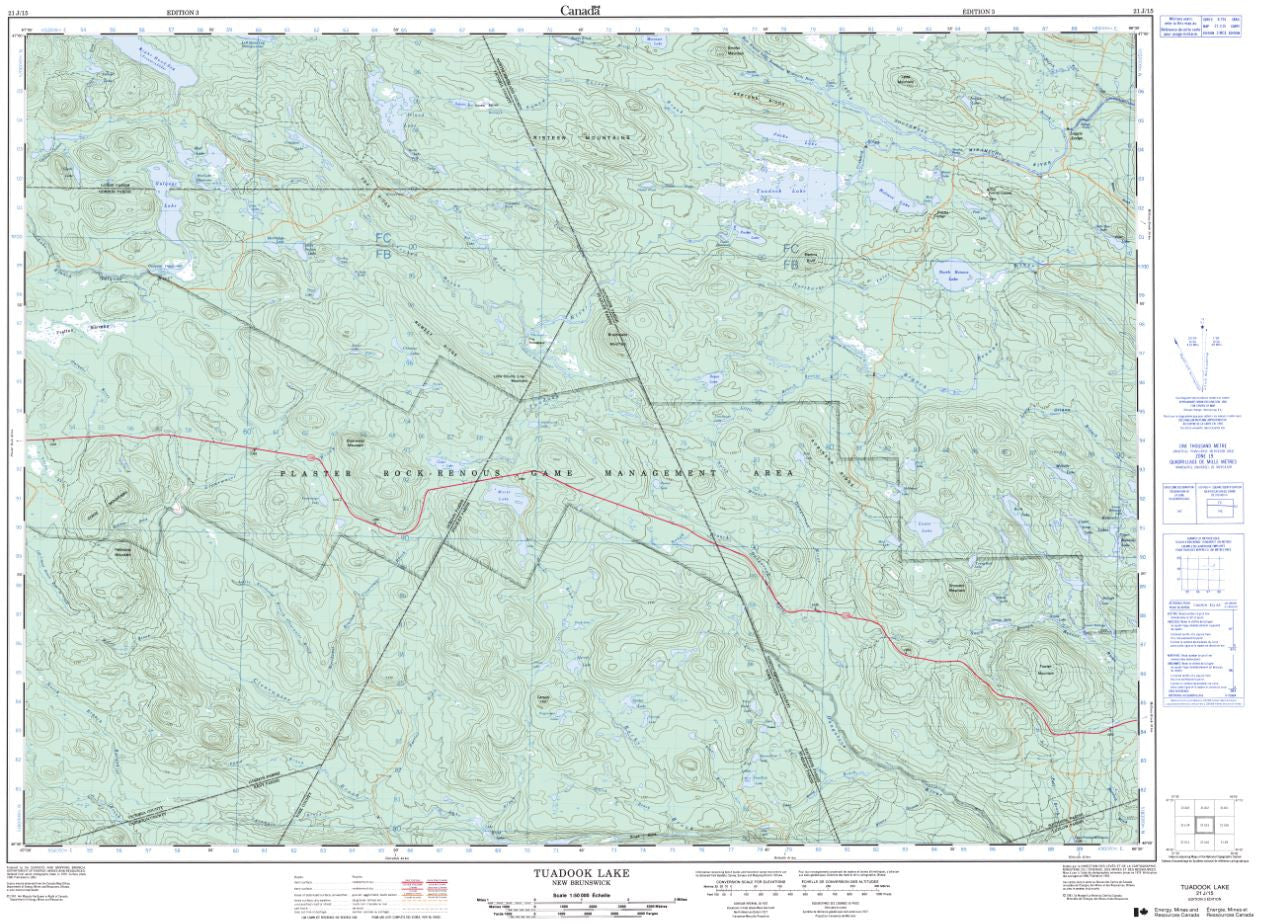 21J/15 Tuadook Lake Topographic Maps New Brunswick