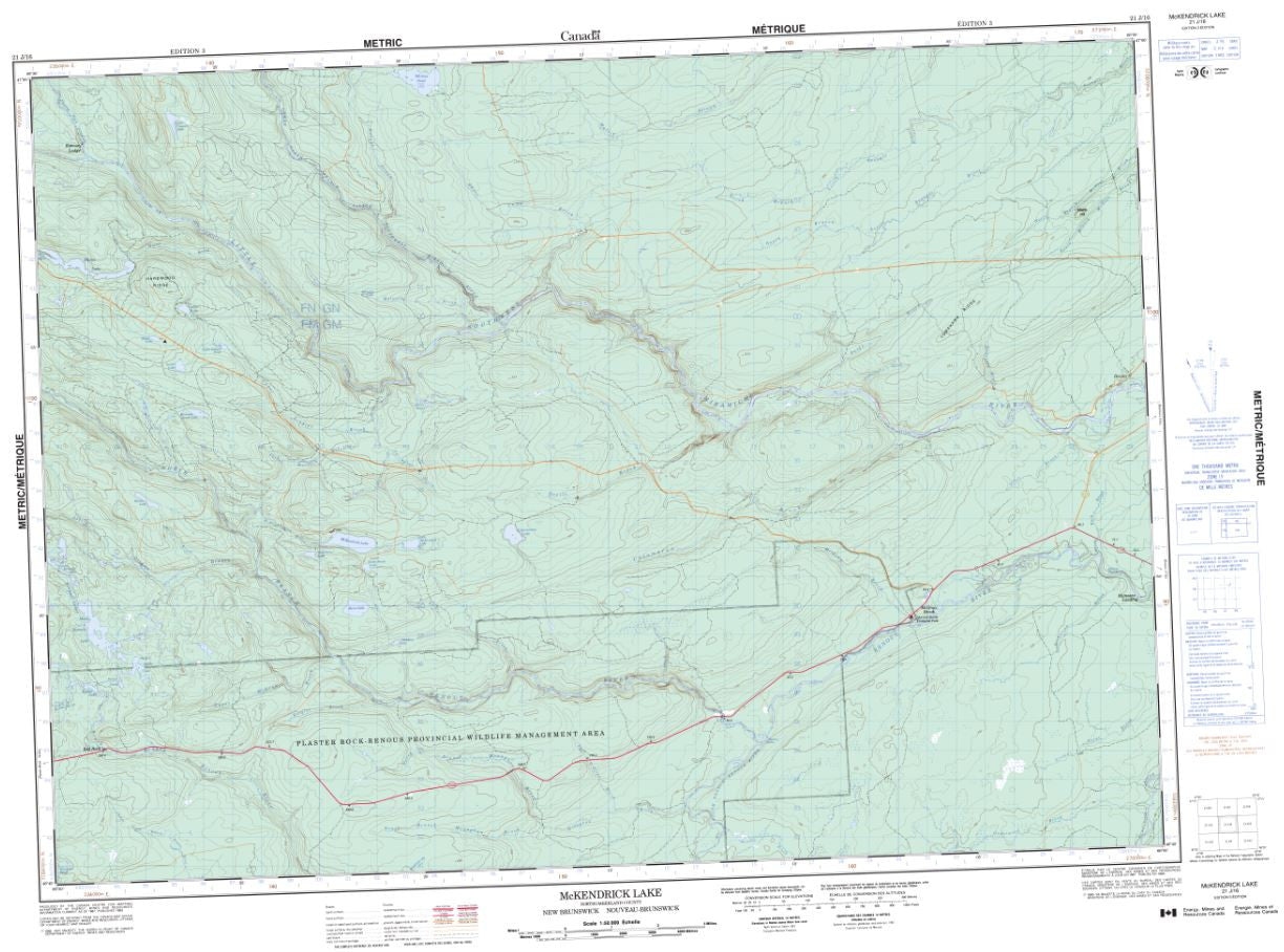 21J/16 McKendrick Lake Topographic Maps New Brunswick