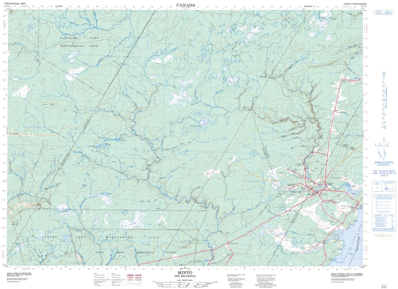 21J/01 Minto Topographic Maps New Brunswick