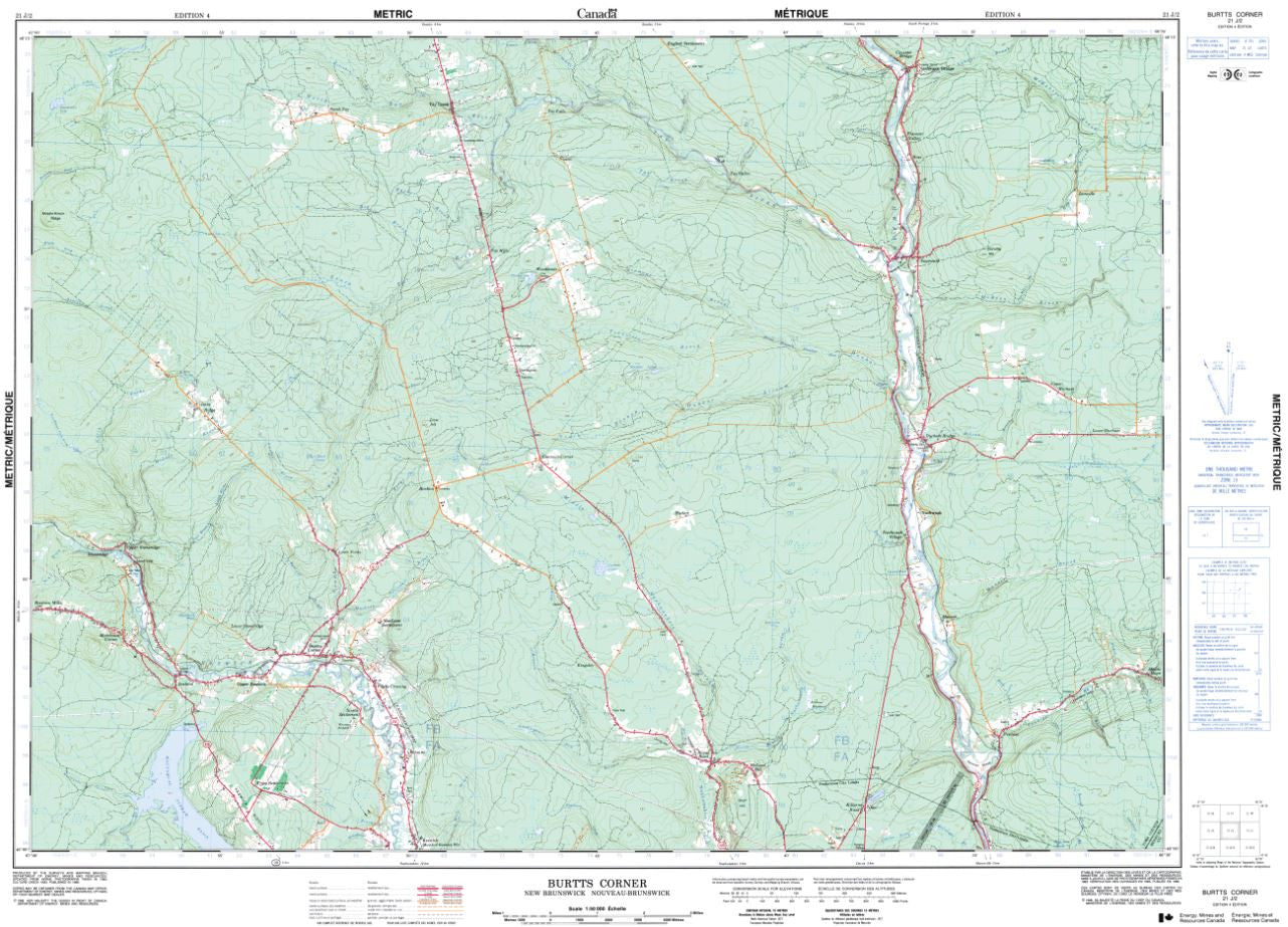 21J/02 Burtts Corner Topographic Maps New Brunswick