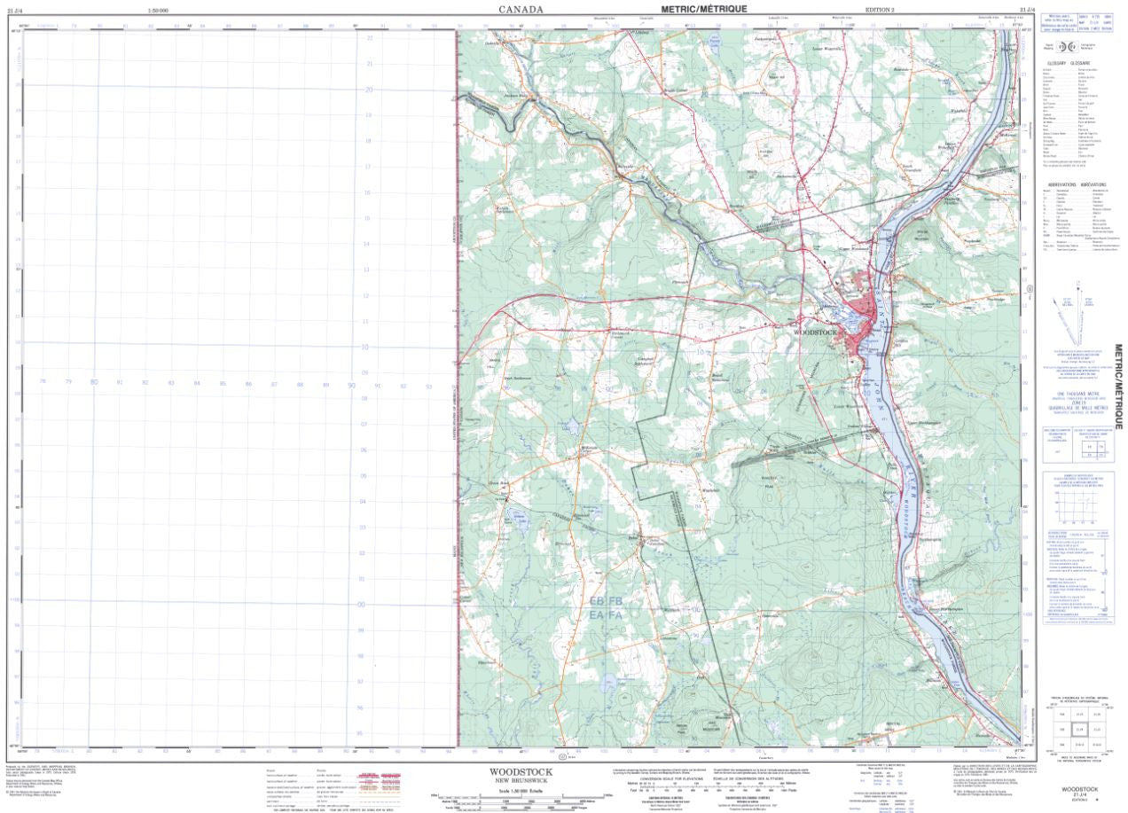 21J/04 Woodstock Topographic Maps New Brunswick
