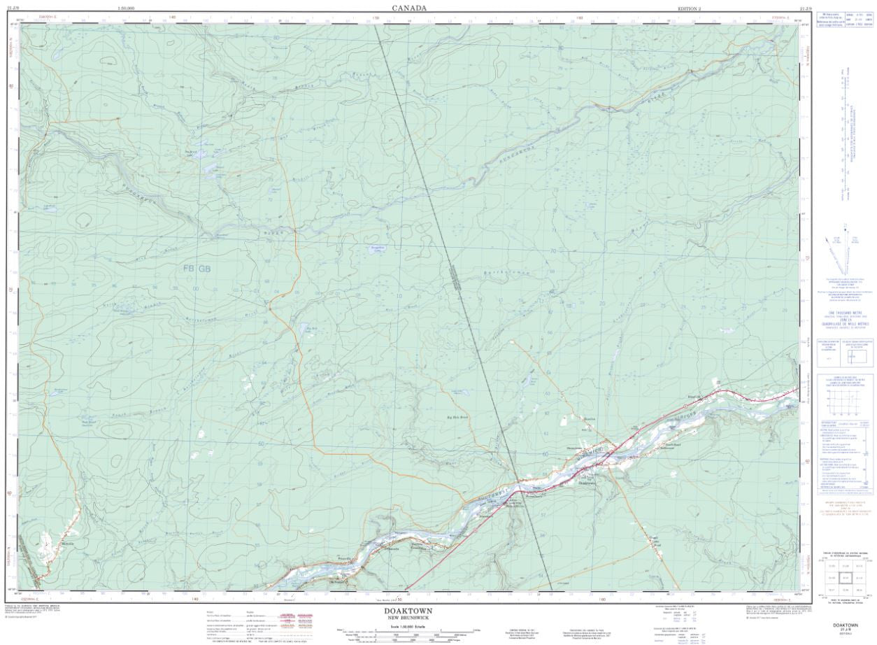 21J/09 Doaktown Topographic Maps New Brunswick
