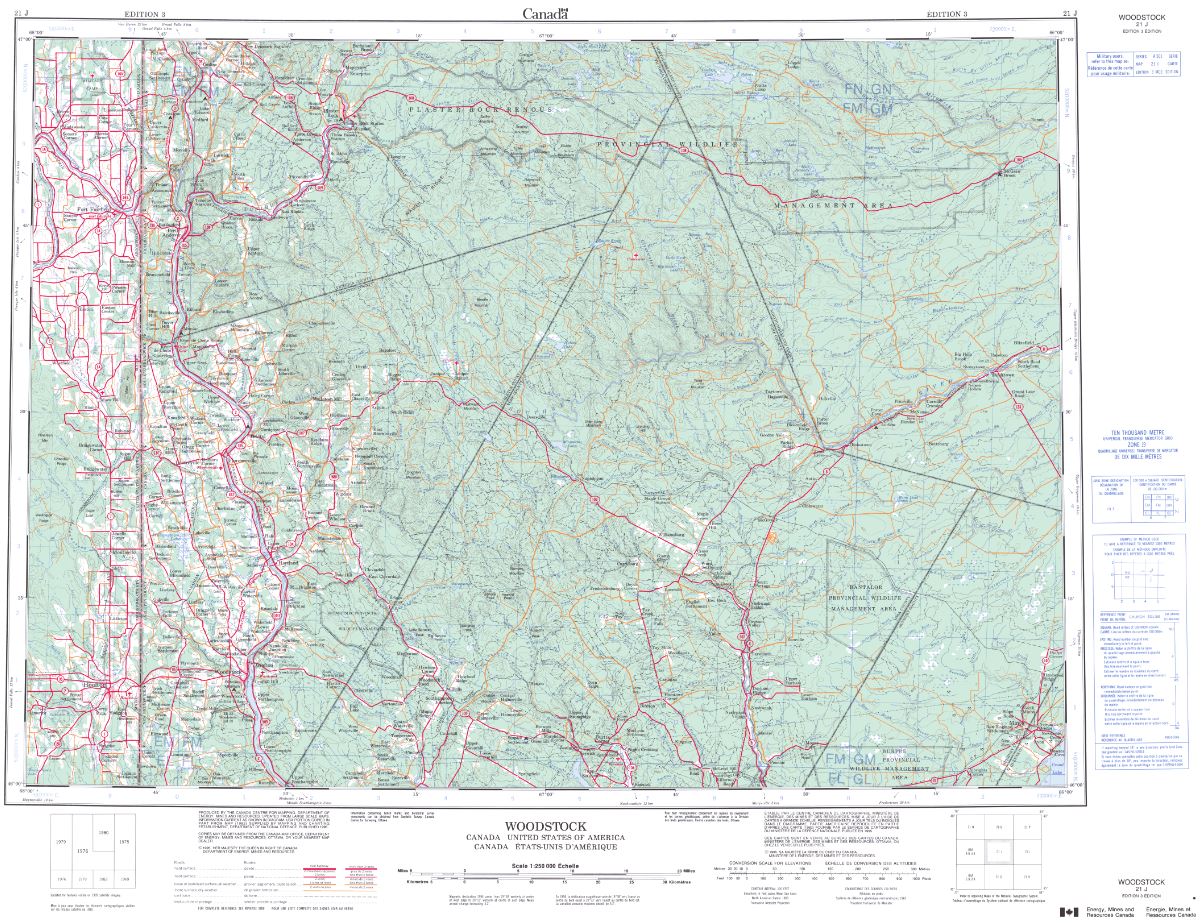 21J  Woodstock Topographic Maps New Brunswick
