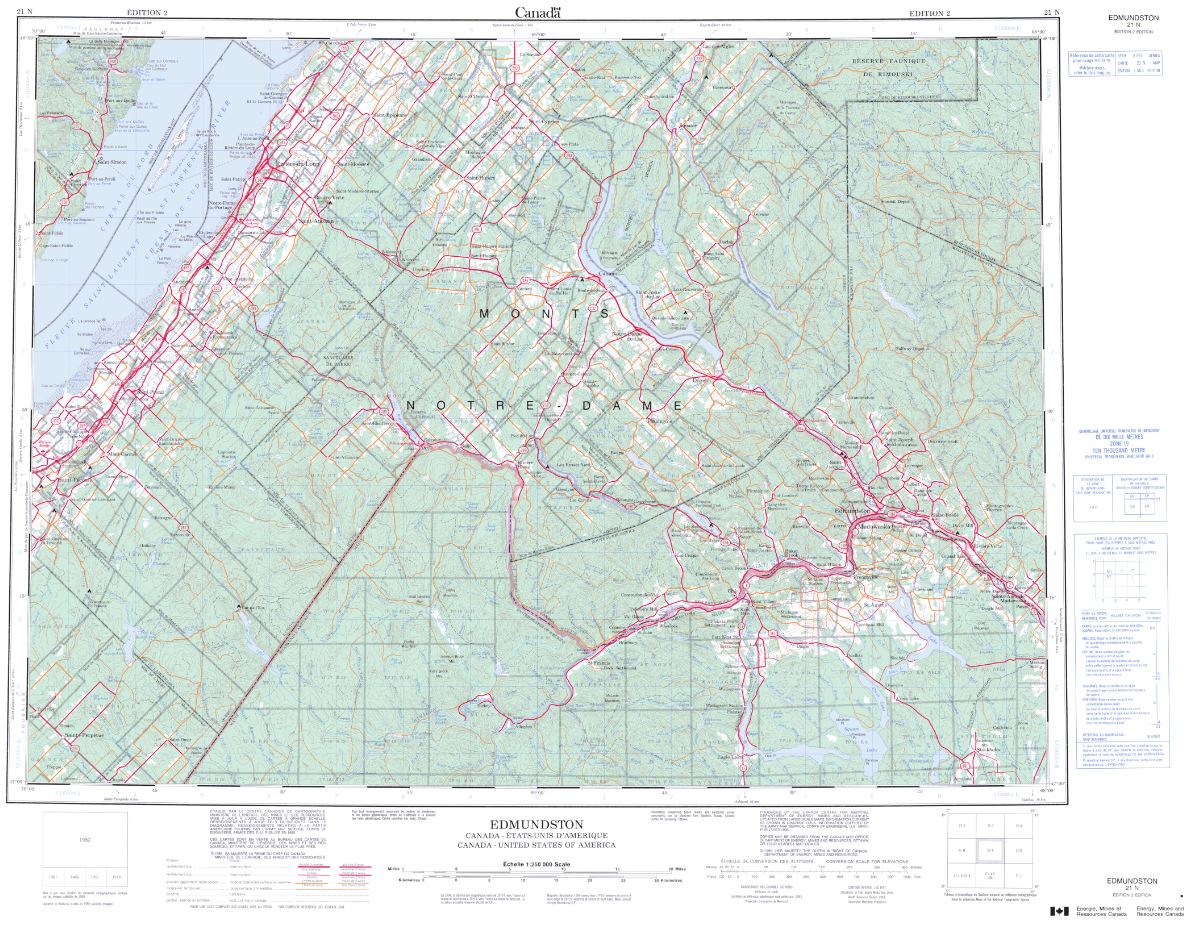 21N  Edmundston Topographic Maps New Brunswick
