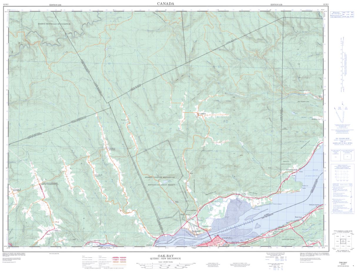 22B/02  Oak-Bay Topographic Maps New Brunswick