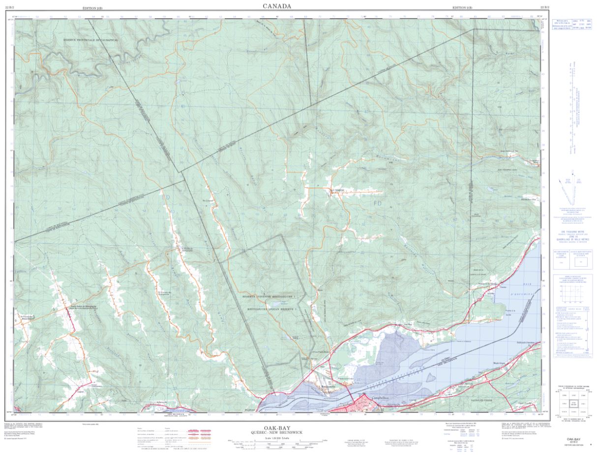 22B/02  Oak-Bay Topographic Maps New Brunswick