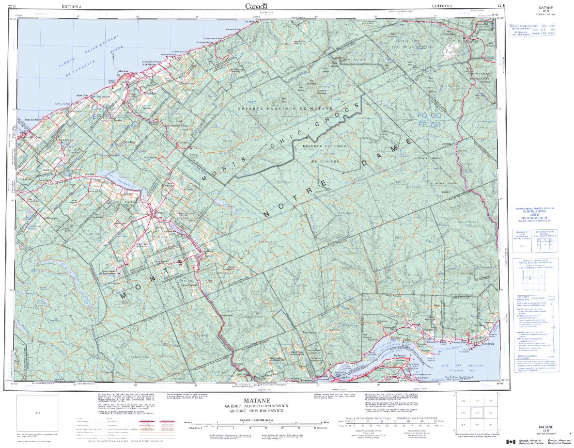 22B Matane Topographic Maps New Brunswick