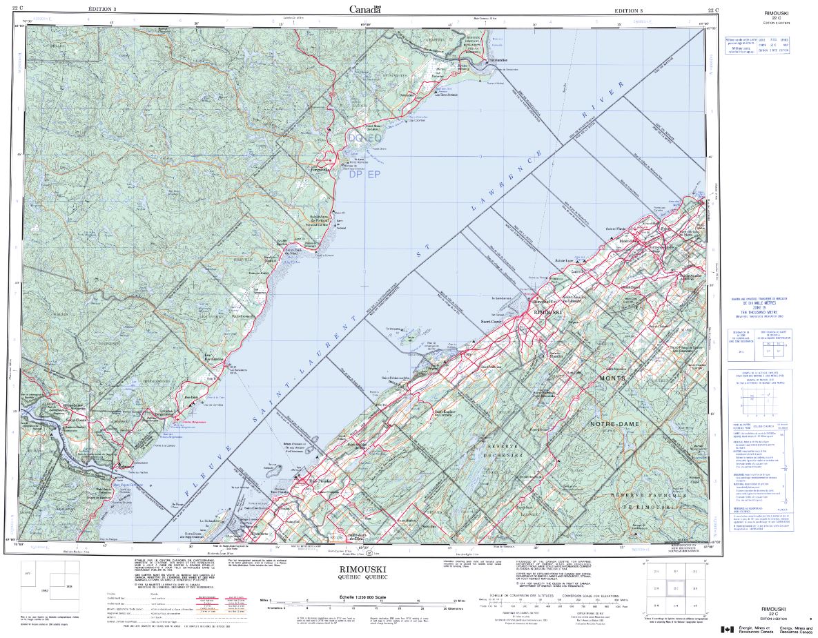 22C Rimouski Topographic Maps New Brunswick