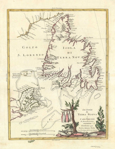 2514 Map of Newfoundland, 1778, Zatta