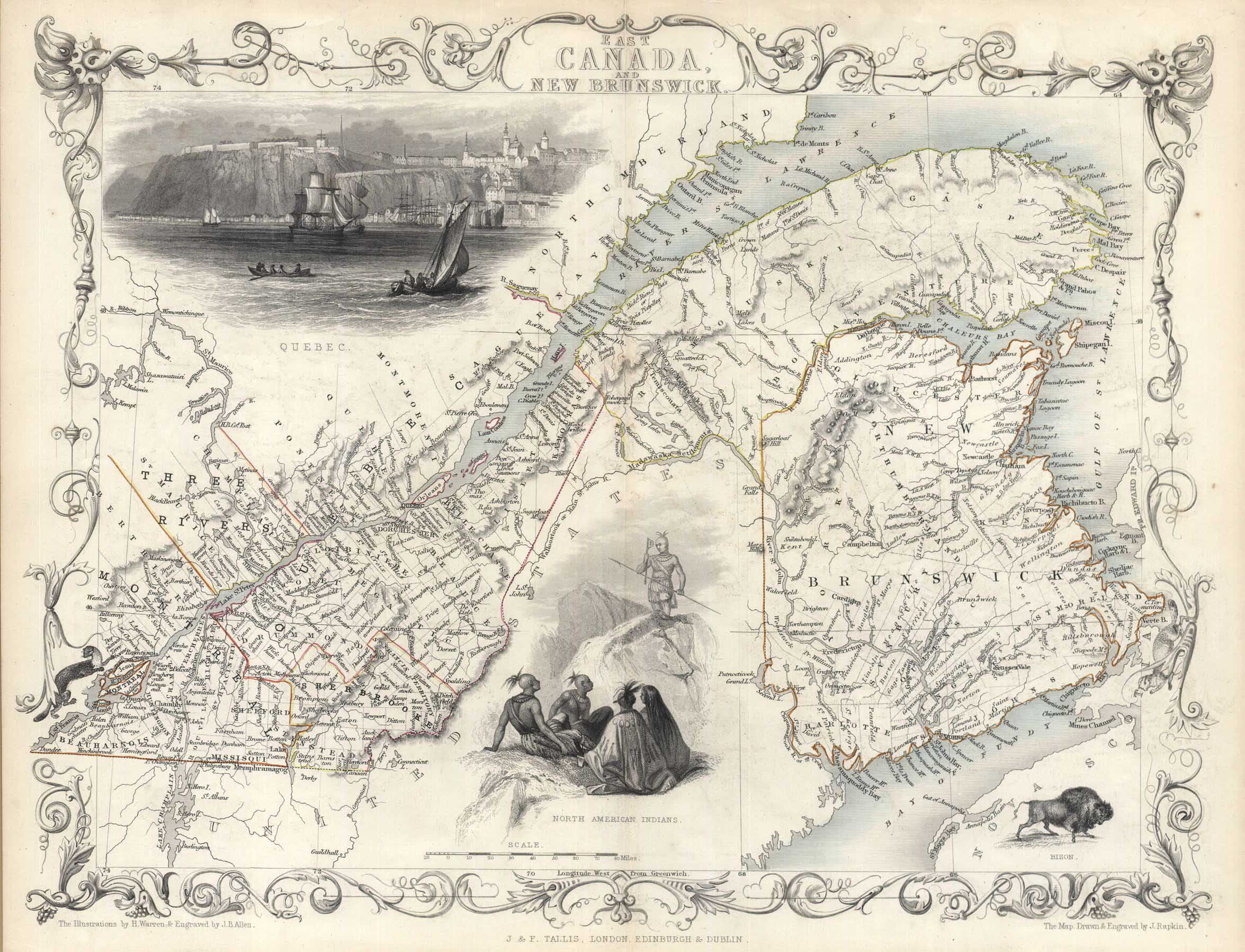 G2636 East Canada and New Brunswick, 1851, Tallis