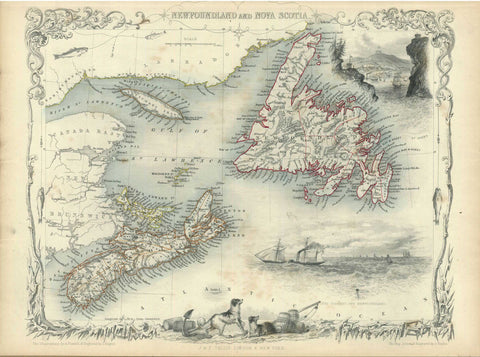 G2644 Newfoundland and Nova Scotia, 1851, Tallis