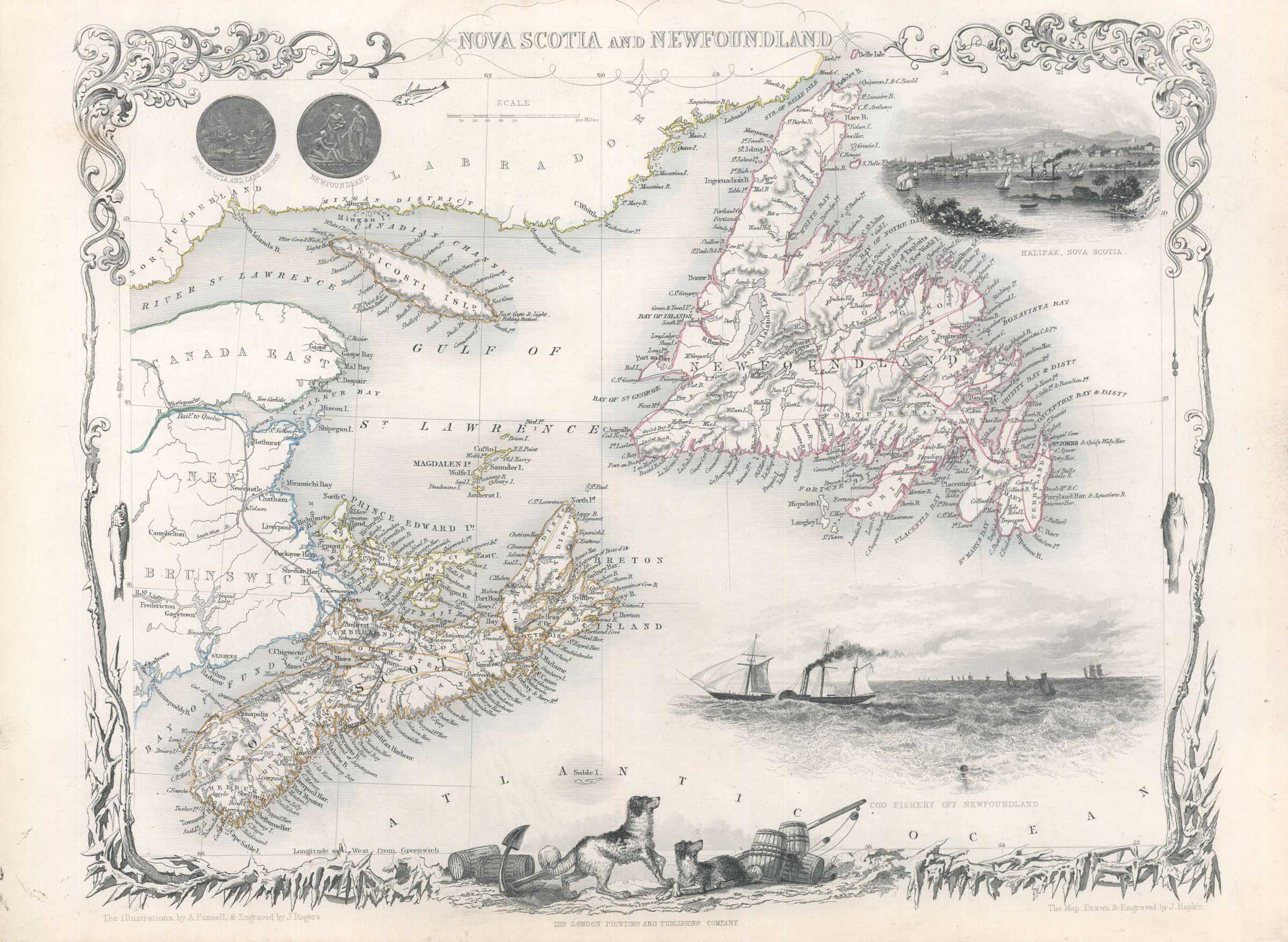 G2645 Nova Scotia and Newfoundland, 1851, Tallis