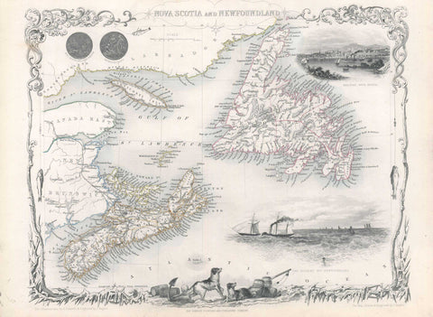 Nova Scotia and Newfoundland, 1851, Tallis