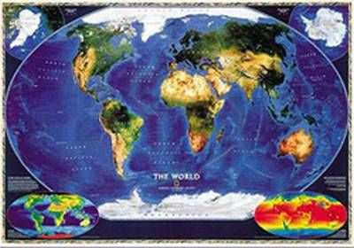 Satellite World Wall Map 30" X 44"
