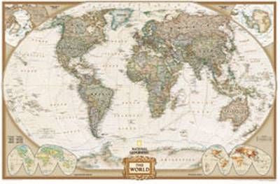 World Executive Political Wall Map Laminated 46"x 30"